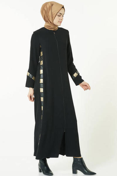 Z.T. Gold Yandan Derili Ferace Siyah