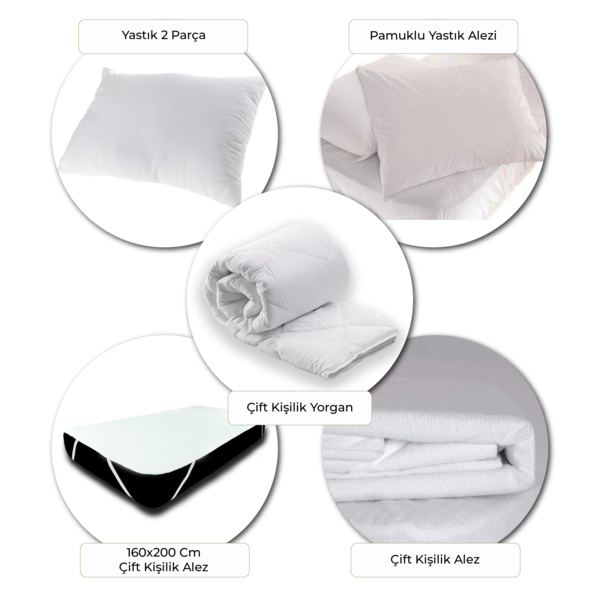 مجموعة المهر لغرفة النوم | 5 قطع | مرتبة - وسادة - لحاف