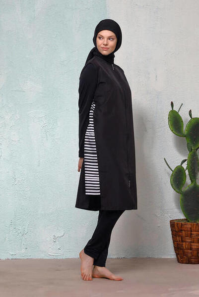 Haşema H-2406-19 Bengi Siyah Tam Kapalı Tesettür Mayo
