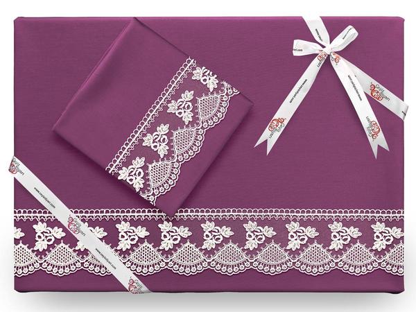 Monolithic Plain French Guipure Bettbezug Set Plum