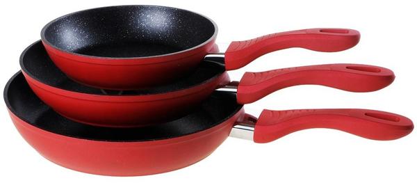 Duygu Granit Döküm Tava Seti | 3 Parça | Kırmızı