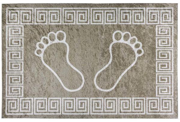 Dekonaz Waschbare rutschfeste Fußmatten | 60cmx40cm | Braun | Weiß TM-0012