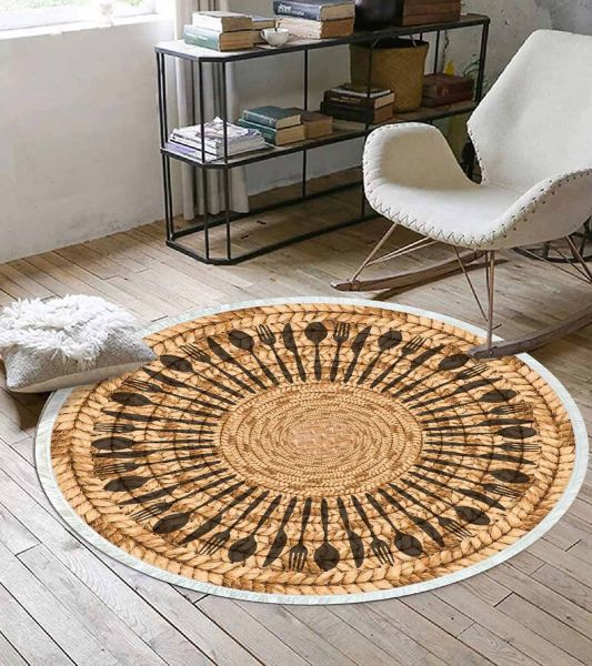 Birkilim Yuvarlak Yıkanabilir Dekoratif Halı İpeksi Kaymaz Taban | MLN-IP-YU-SD-328