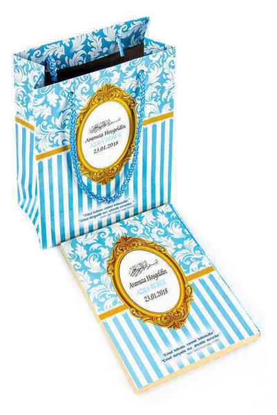 Yasin Kitabı - Çanta Boy - 128 Sayfa - Özel İsim Etiketli - Karton Çantalı - Mavi Renk - Mevlid Hedi