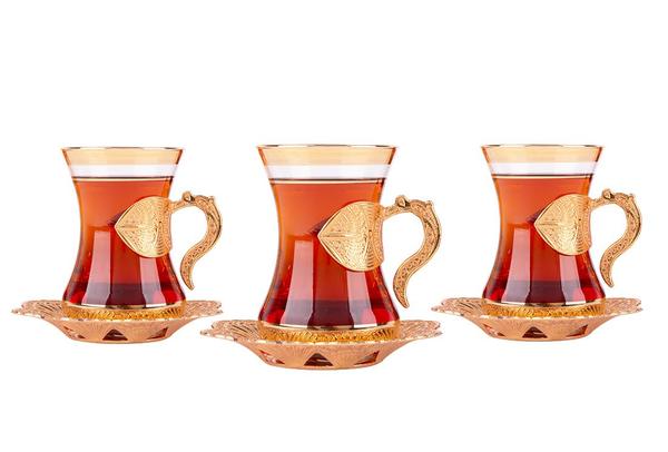 Asia 6'lı Osmanlı Çay Seti | 12 Parça | Altın | Asia-0007