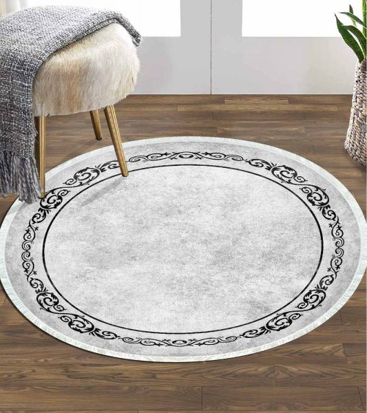 Birkilim Yuvarlak Yıkanabilir Dekoratif Halı İpeksi Kaymaz Taban | MLN-IP-YU-HY-1188