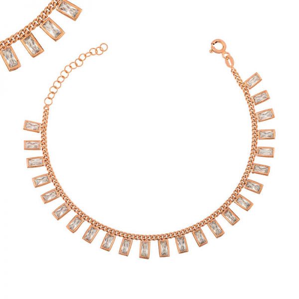 Gümüş Baget Taşlı Bayan Bileklik