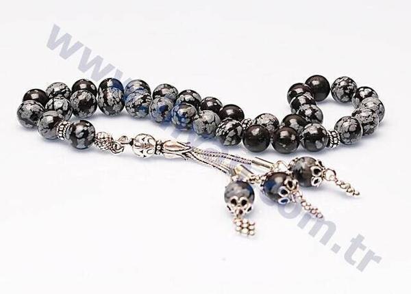 Obsidian Stone Rosary (925 AYAR SILVER)