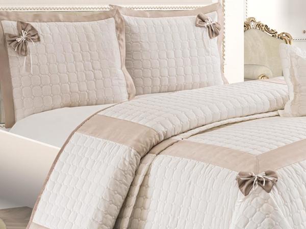 Çeyizlik Kapitone Yatak Örtüsü Ceyda Krem