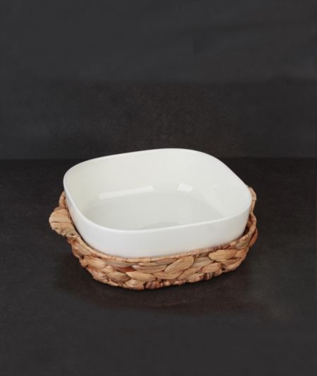 Acar |Porcelain White Basket Oven Container