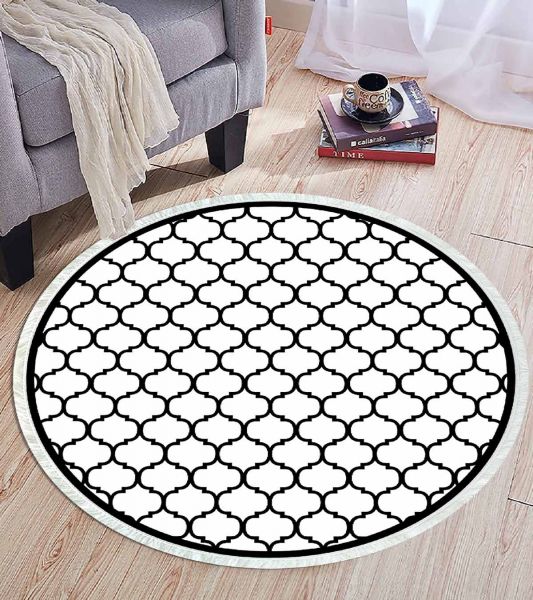 Birkilim Yuvarlak Yıkanabilir Dekoratif Halı İpeksi Kaymaz Taban | MLN-IP-YU-HT-545