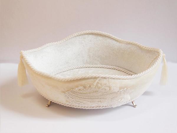 Leaf Püsküllü Gondol Lüx Havlu Sepeti Krem