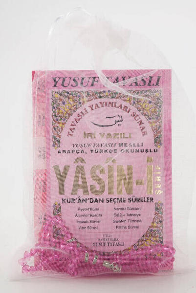 Yasin Kitap - Taille du sac - 128 Pages - Pochette en tulle - Chapelet - Couleur rose - Maison d'édition Tavaslı - Mevlü