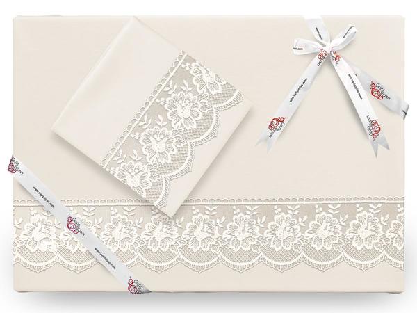 Lalezar Plain French Laced Bettbezug Set Cream