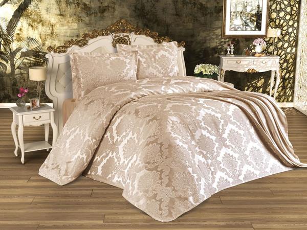 غطاء سرير مفرد من Busem Jacquard Chenille Cappucino