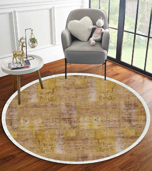 Birkilim Yuvarlak Yıkanabilir Dekoratif Halı İpeksi Kaymaz Taban | MLN-IP-YU-HT-985