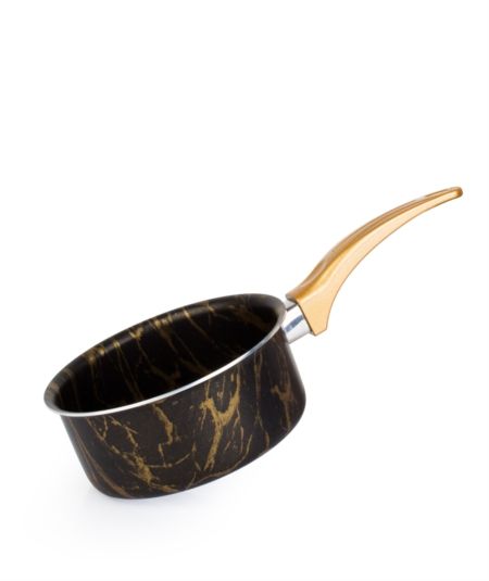 Acar | Mermer Desen Siyah Gold Kaçerola Sütlük 14 cm