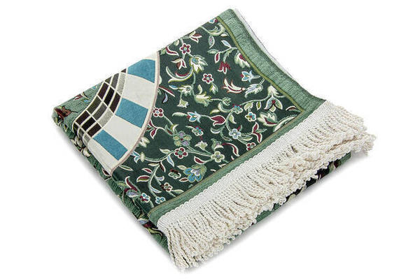 Mescidi Nebevi Ravza Motifli Şönil Seccade Yeşil