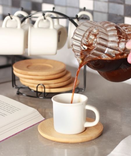 اكار | طقم 6 أكواب بصحن بامبو