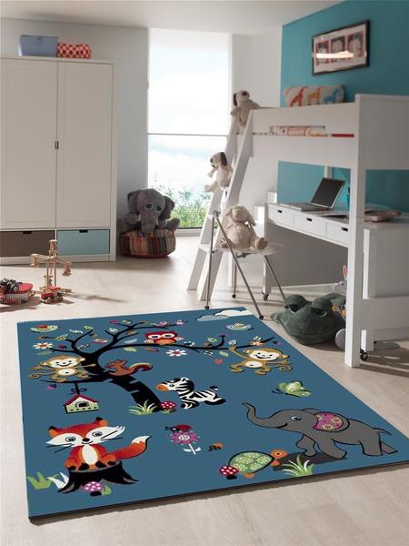 Merinos Sky Animals Çocuk Odası Halısı | Turkuaz | 21714-30-Turquoise