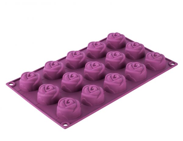Tantitoni | Gül Şekilli Silikon Vişne Rengi 15'li Kek Kalıbı