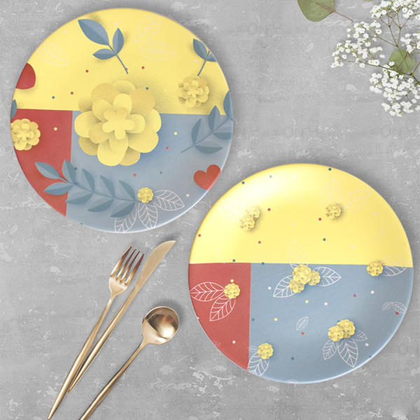 Assiette Service Fleur Jaune 25 Cm 2 Pièces - 18225-18232 | Keramika