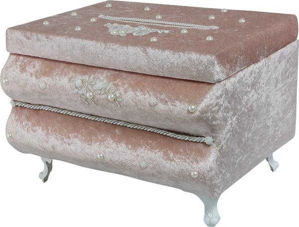 Dekonaz İnci İşlemeli Düğün Takı Para Sandığı | Pembe