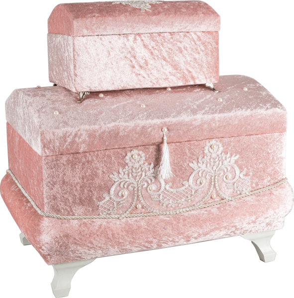 Dekonaz 2'li Süslemeli Çeyiz Sandığı | Pudra | By-sdkast05p