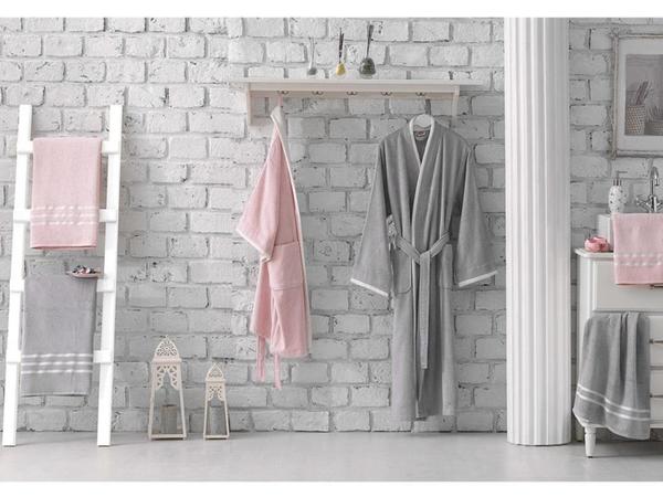 Sude Bamboo Bornoz Seti Pudra Gri | Hobby