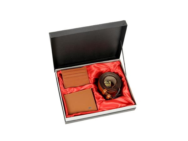 Avangarde Silver Cüzdan Kemer Kartlık 3 Lü Set Taba