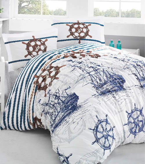 Classic Ranforce Marine v1 Blue Single Duvet Cover Set