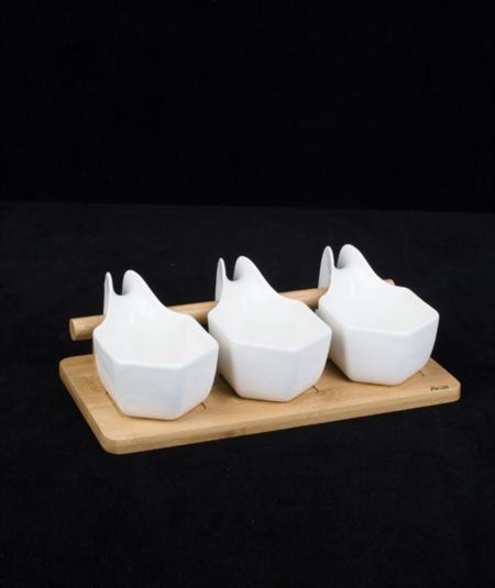 Porselen Bambu Standli 3 Lü Kase 25.2X13X5.3 Cm