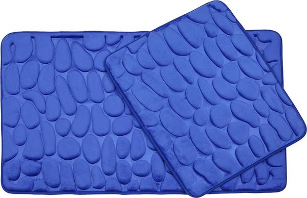 Almina Premium Taş Desenli Banyo Paspas Seti 2 Parça Maxi | Lacivert