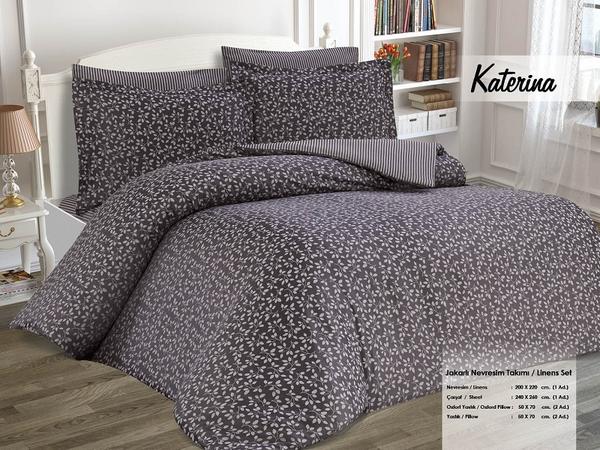 طقم غطاء لحاف بلاتينيوم مزدوج من مينتيكس - أسود كاترينا