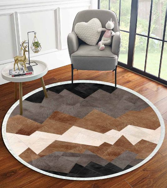 Birkilim Yuvarlak Yıkanabilir Dekoratif Halı İpeksi Kaymaz Taban | MLN-IP-YU-HT-1238