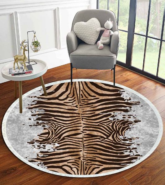 Birkilim Yuvarlak Yıkanabilir Dekoratif Halı İpeksi Kaymaz Taban | MLN-IP-YU-HT-1101