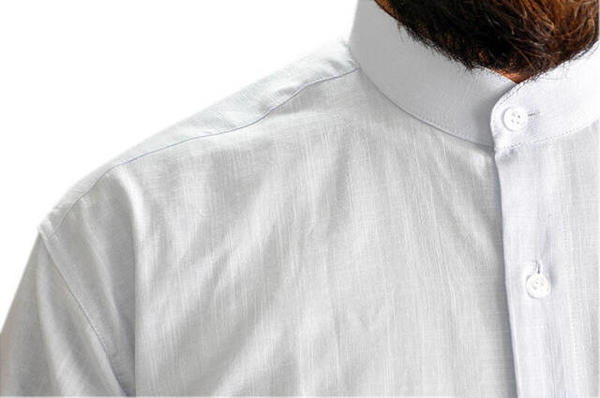 Chemise blanche en lin avec col juge -1153