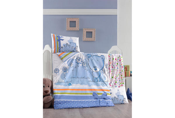 VictoriaHome Nevresim Takımı | Mavi | Ayıcıklı | VH-Bear-100x135
