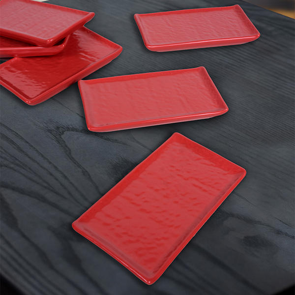 Keramika | 6'lı Doğaltaş Mat Kırmızı Kayık Tabak 15 Cm