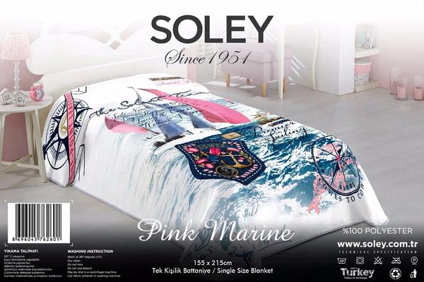 Soley Tek Kişilik Vizyon Battaniye - Pink Marine