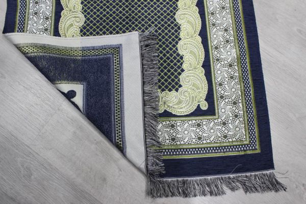 Tapis de prière tissé Dowry Diyari Ravza bleu marine
