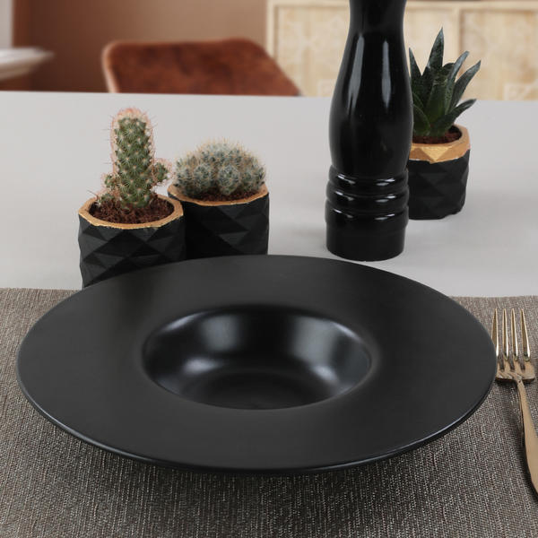 Mat Siyah Gurme Makarna Tabağı 28 Cm | Keramika
