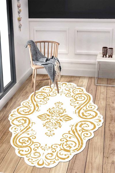 Birkilim Lazer Kesim Yıkanabilir İpeksi Kaymaz Taban Dekoratif Halı | MLN-IP-HT-891