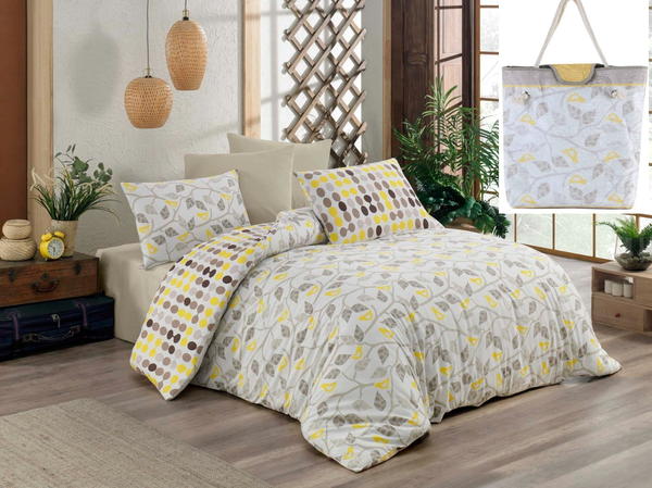 Soley Çanta Hediyeli Çift Kişilik Nevresim Takımı Birds