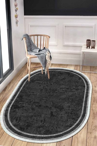 Birkilim Oval Yıkanabilir İpeksi Kaymaz Taban Dekoratif Halı | MLN-IP-O-HT-364
