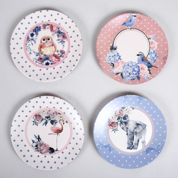 Vintage Kitchen Aegean Assiette De Service 25 Cm 4 Pièces - 18547-48-49-50 | céramique