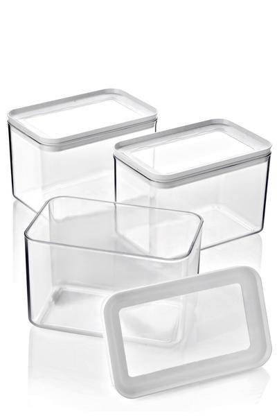 Boîte de rangement en acrylique de 3 pièces de 1750 ml
