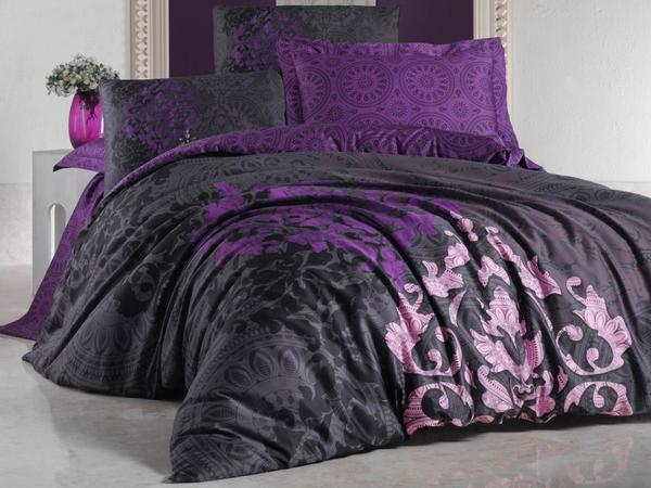 Cotton Box Royal Satin Kösem Sultan Housse de couette double Prune