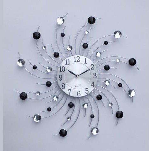 Schäfer Güneş Tasarım Taşlı Duvar Saati | Siyah & Beyaz | 80175