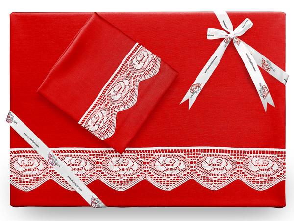 Puka Plain Lacy Bettbezug Set Rot